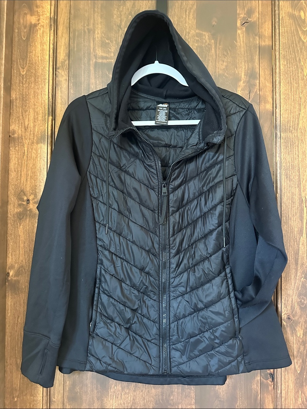 Avia Black Quilted Hooded Puffer Jacket